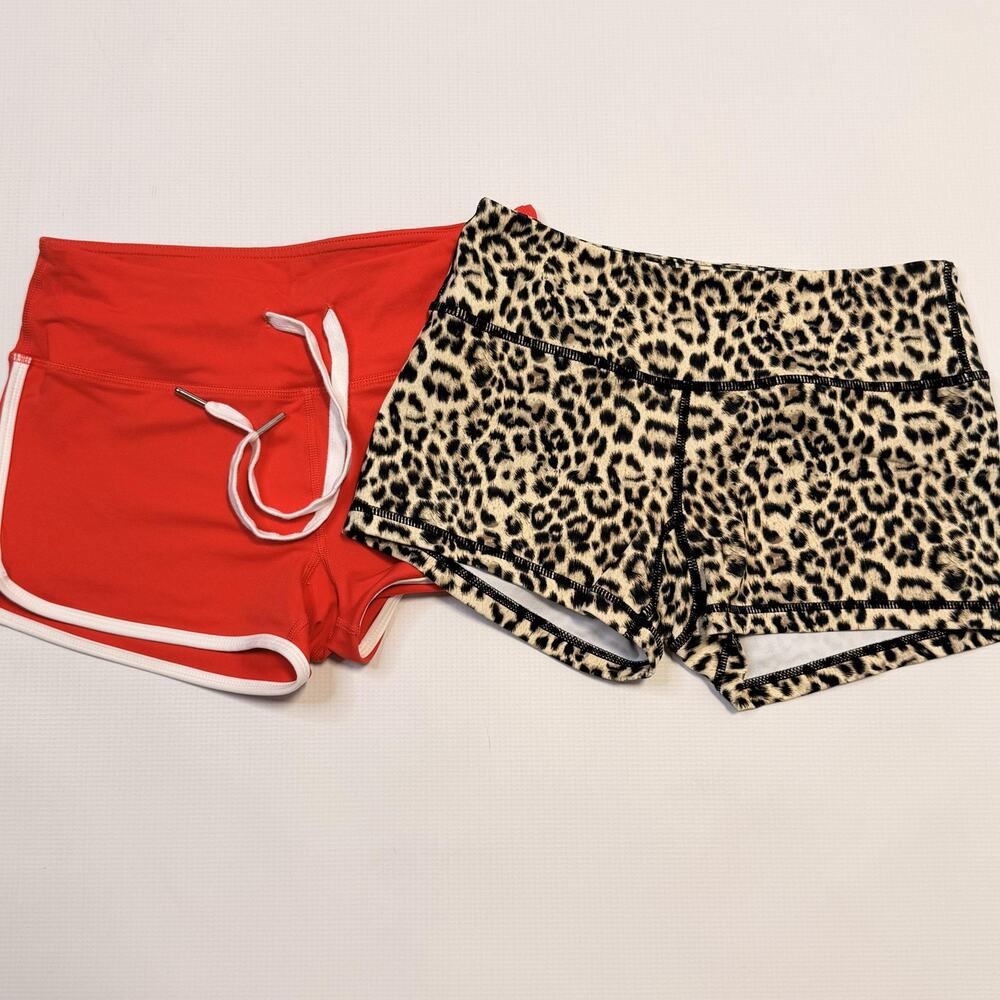 Savage Barbell Shorts Womens Small Multicolor Leopard Red Athletic Gym Lot 2
